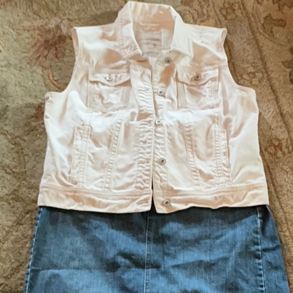 Aeropostale Cream Denim Vest